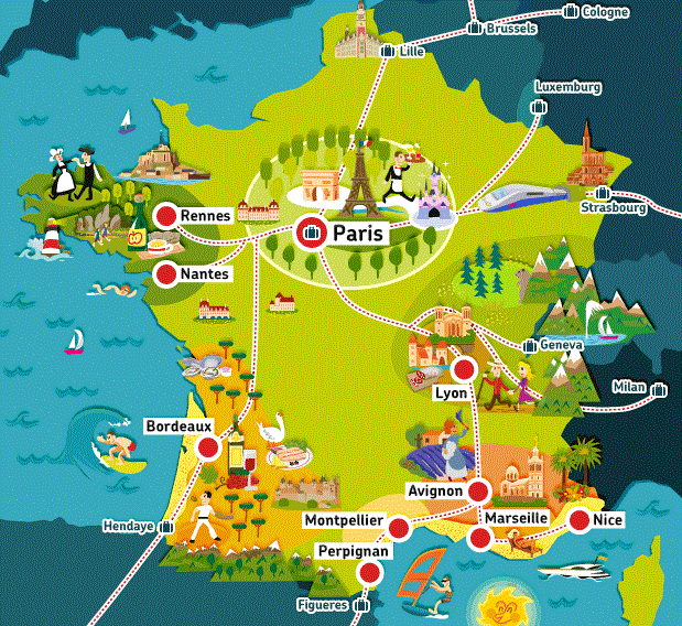 Mapa trajetos França
