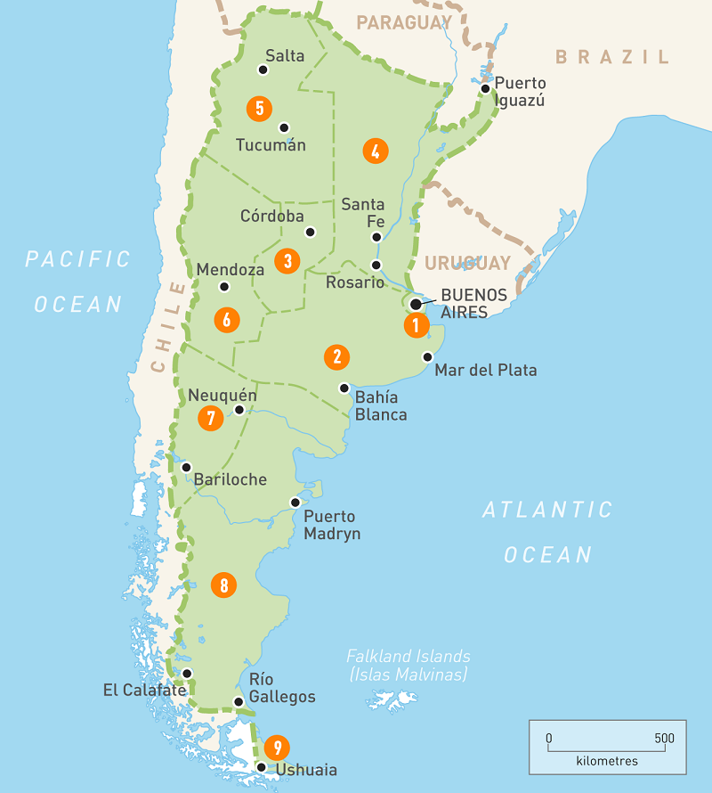 Aluguel de carro na Argentina - Mapa