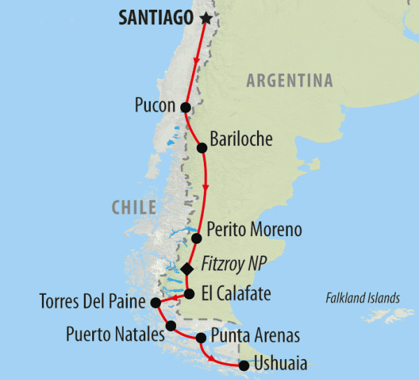 Viagem de carro alugado pelo Chile